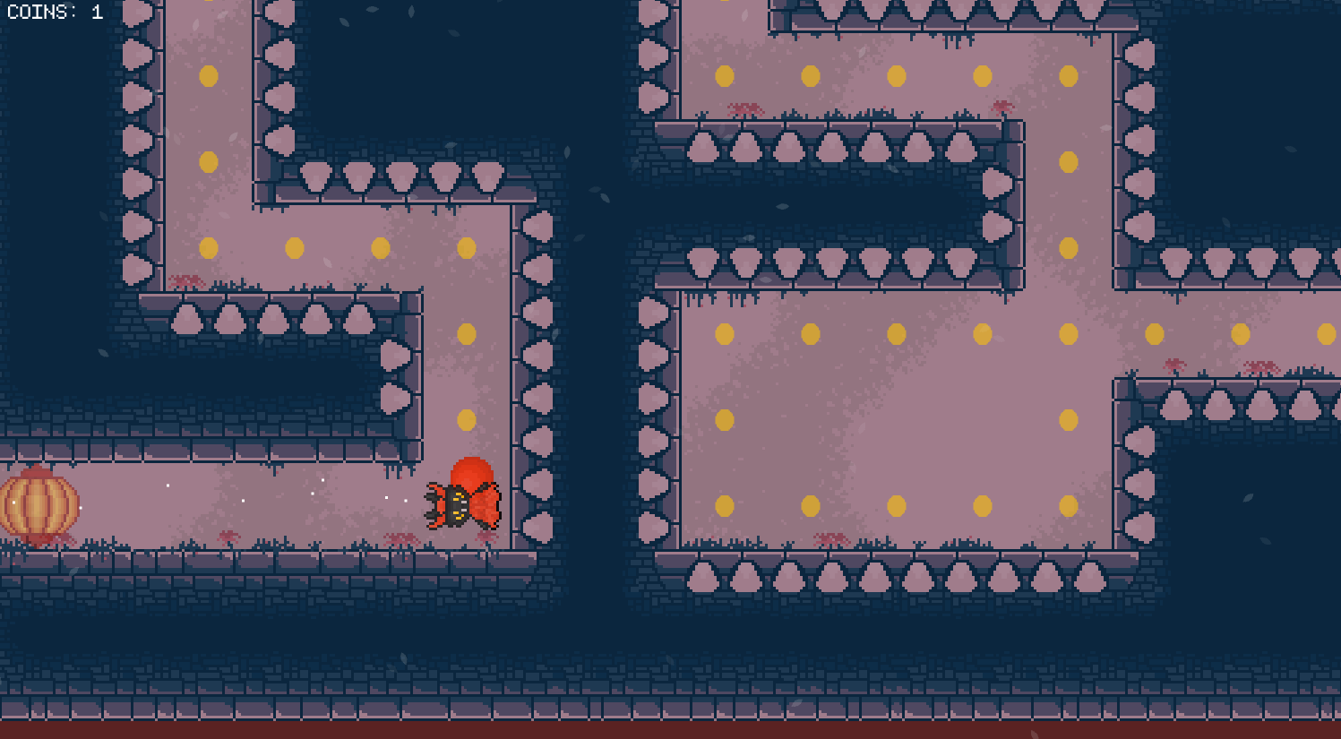 Player threading through a maze of delayed spikes.