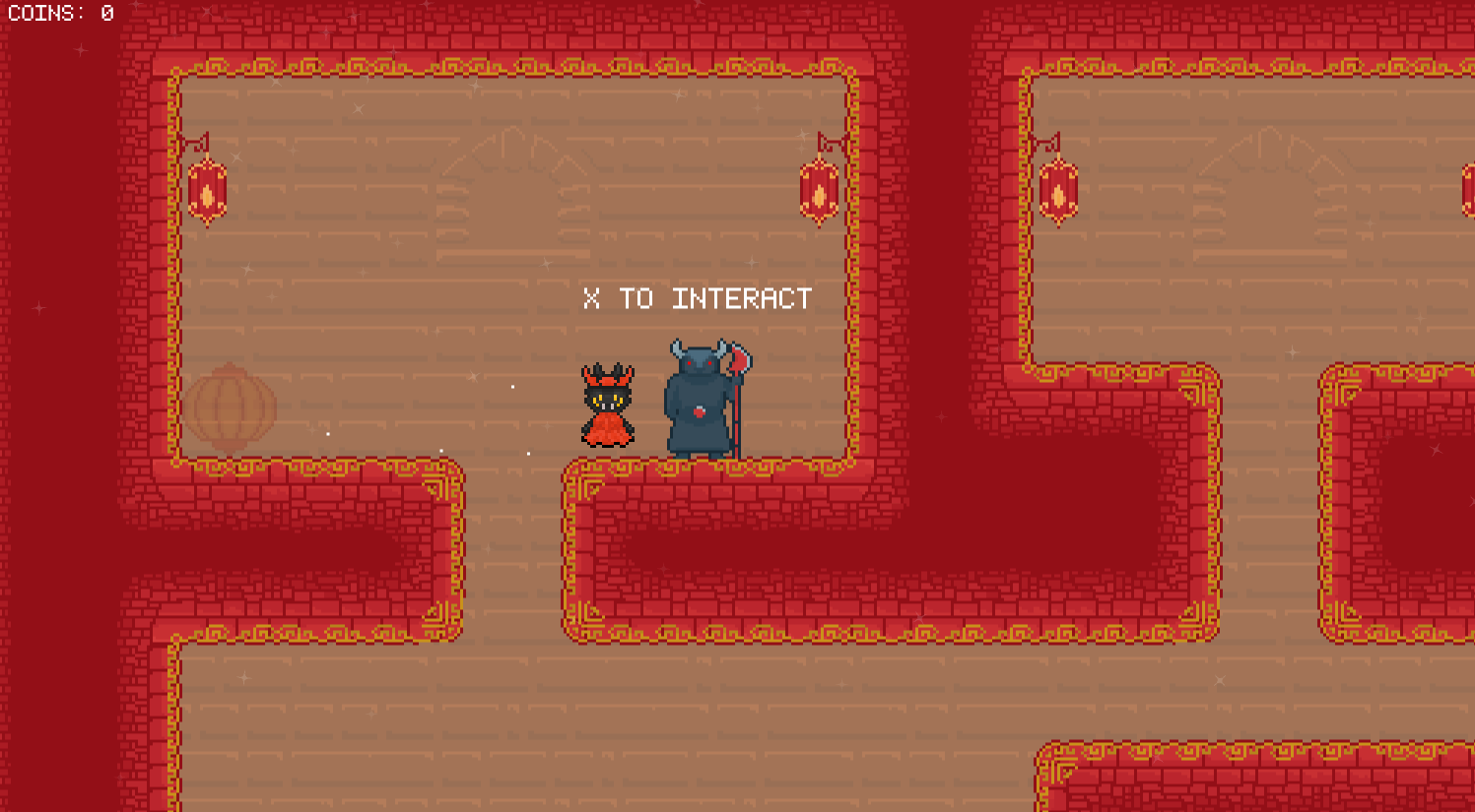 Character chatting with the Ox-Head NPC